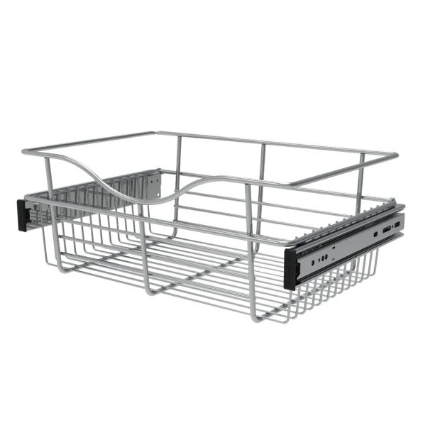 An image of a Rev-A-Shelf Pull-Out Basket in Chrome slide 1