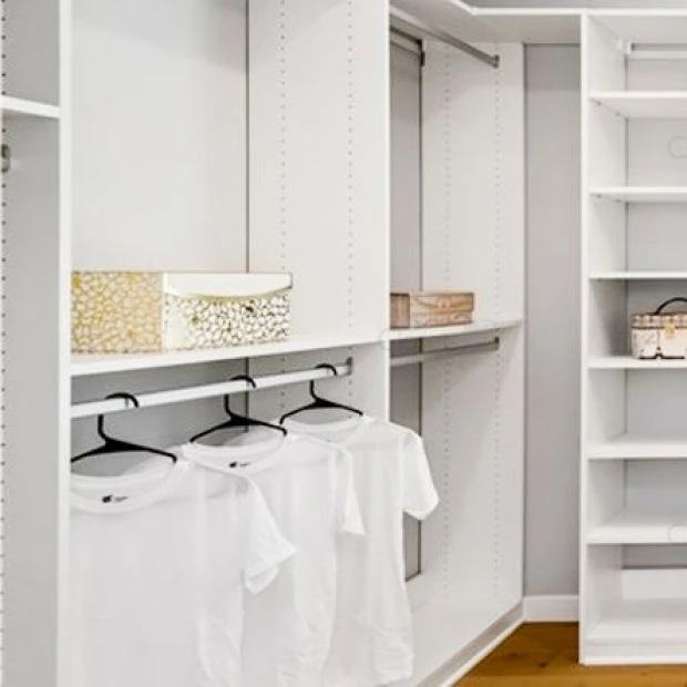 An image of a Large Walk In Closet with Window Hutch - Oxford White slide 4
