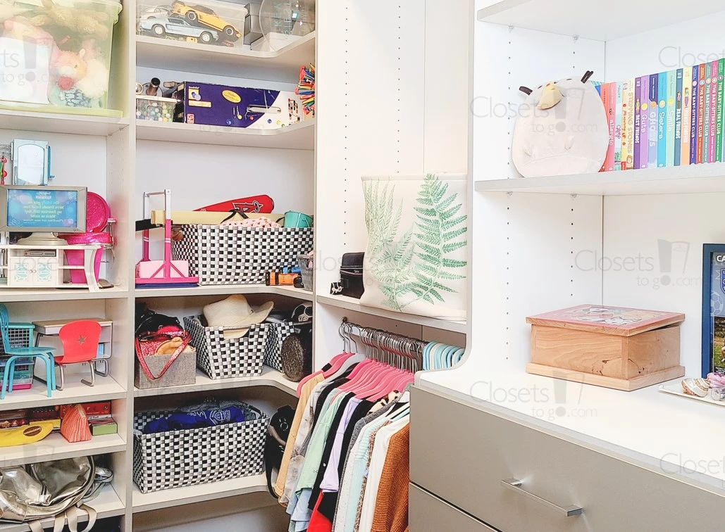 An image of a Kids Closet with Toy Storage - Oxford White / Silver Frost slide 1