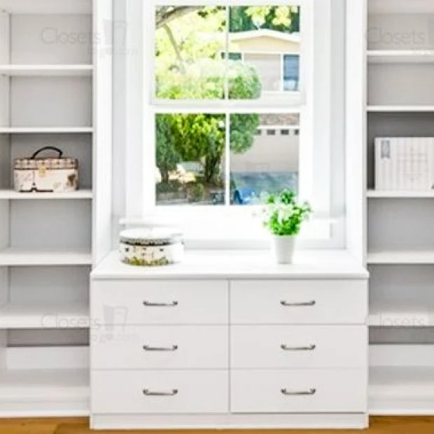 An image of a Large Walk In Closet with Window Hutch - Oxford White slide 3