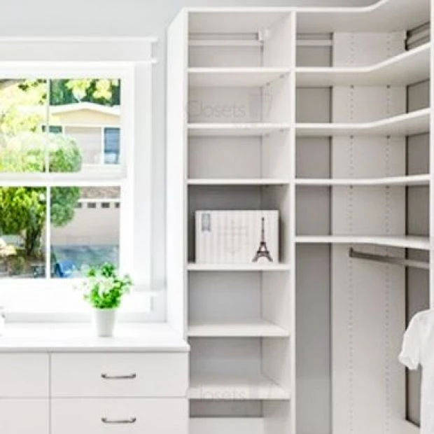 An image of a Large Walk In Closet with Window Hutch - Oxford White slide 2