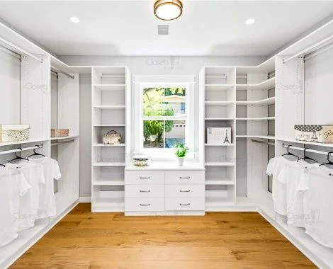 An image of a Large Walk In Closet with Window Hutch - Oxford White slide 5
