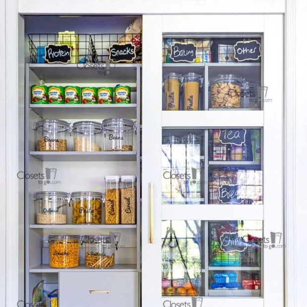An image of a Reach In Pantry with Glass Doors - Custom Grey Glass fronts slide 5