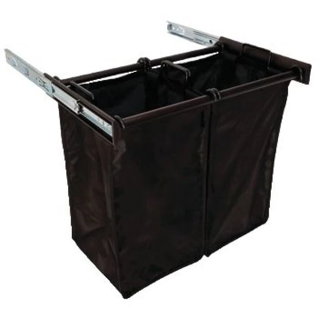 An image of a Hafele Slide Out Hamper Two Bags, Oil Rubbed Bronze